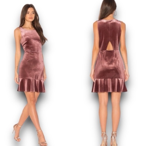 Rebecca Minkoff Tiffany Mauve Velvet Ruffle Hem Sleeveless Sheath Dress - Picture 2 of 9